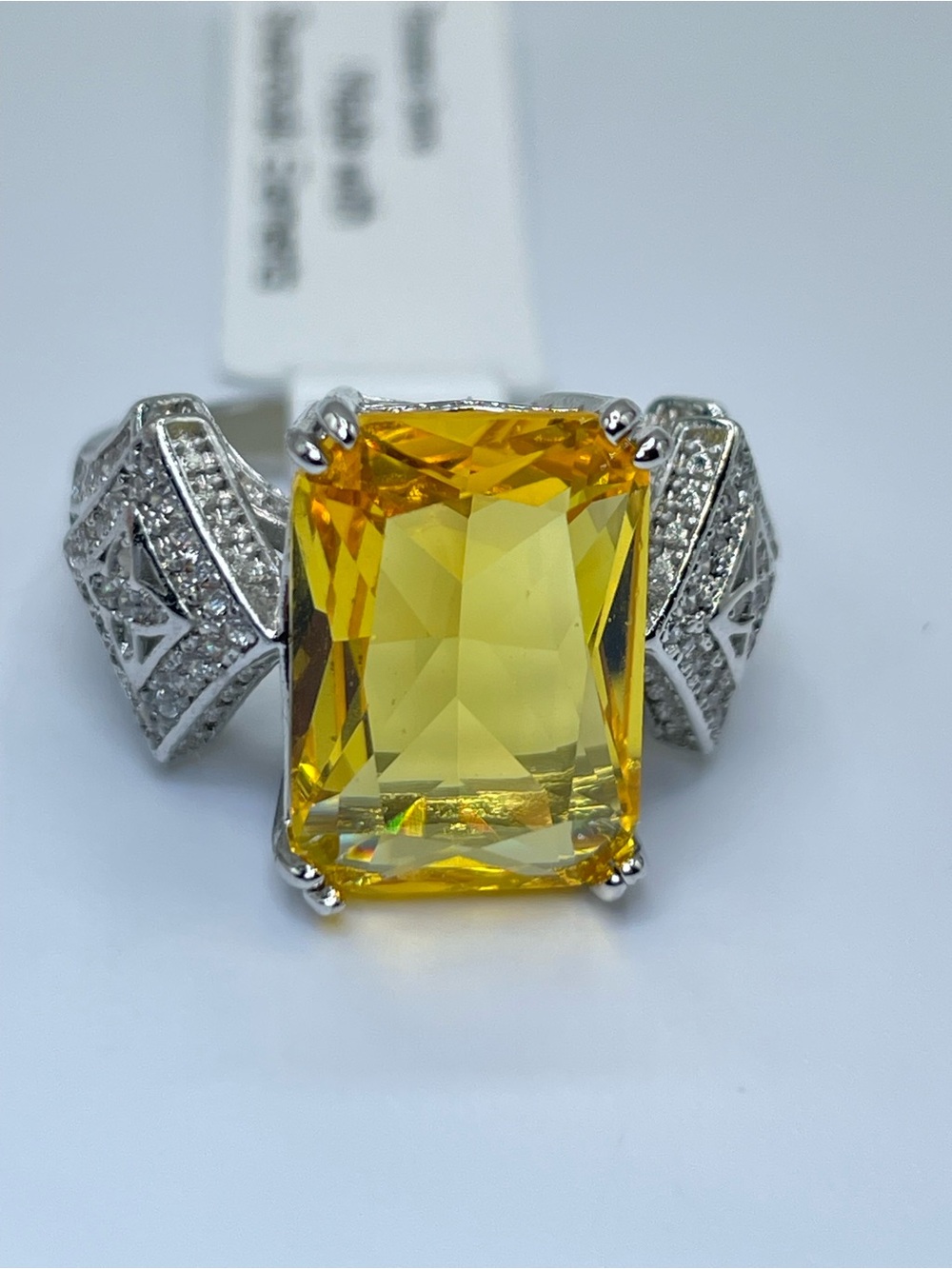 Swarovski Crystal Elements Yellow Swarovski Crystal Art Deco Statement Ring Sz 6